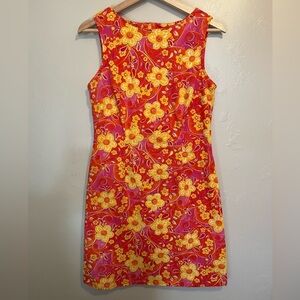 Vintage 90s Y2K California Concepts Orange & Pink Floral Mini Dress
